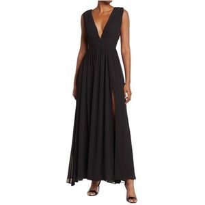 Love By Design Athen Plunging V-Neck Maxi Dress Black Size L